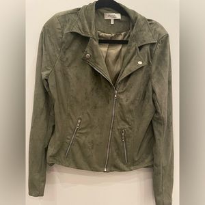 Green faux suede jacket
